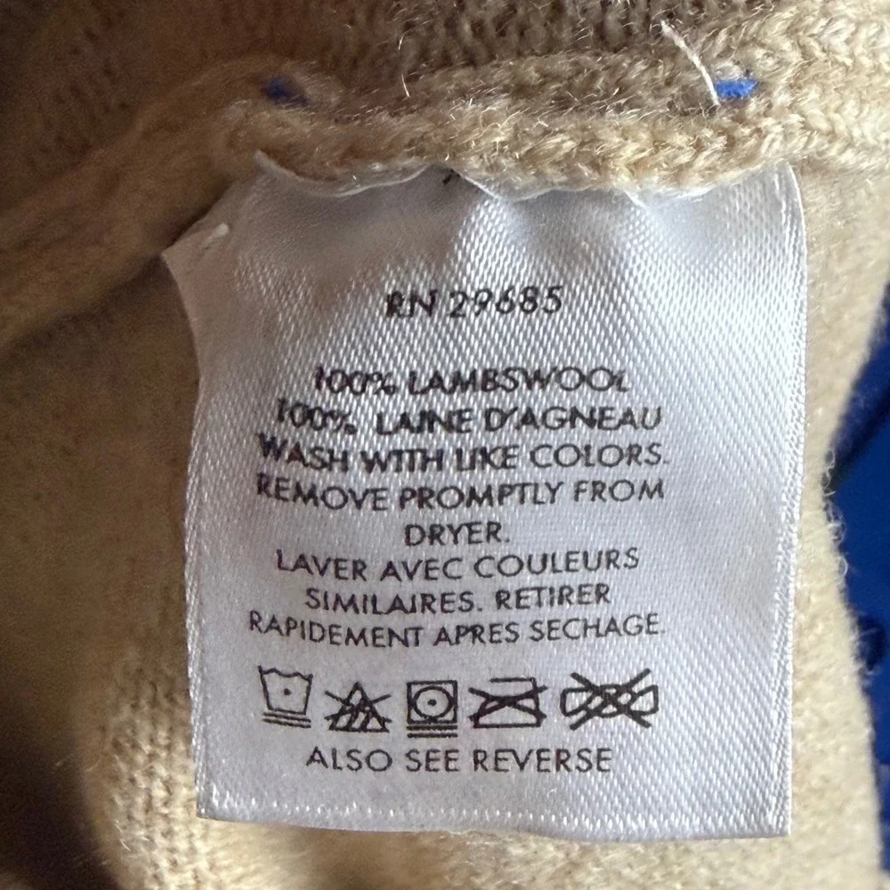 Pendleton Cardigan Sweater Mens L Beige Lambswool V-Neck Button Pocket READ